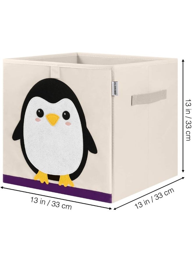 CLCROBD Foldable Animal Cube Storage Bins Fabric Toy Box/Chest/Organizer for Kids Nursery, 13 inch (Penguin) - Image 2